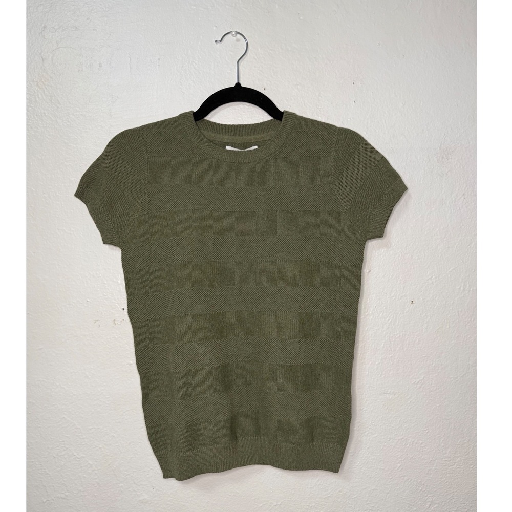 Threadbare Girls 10 Textured Knit Short Sleeve Top Olive Green New